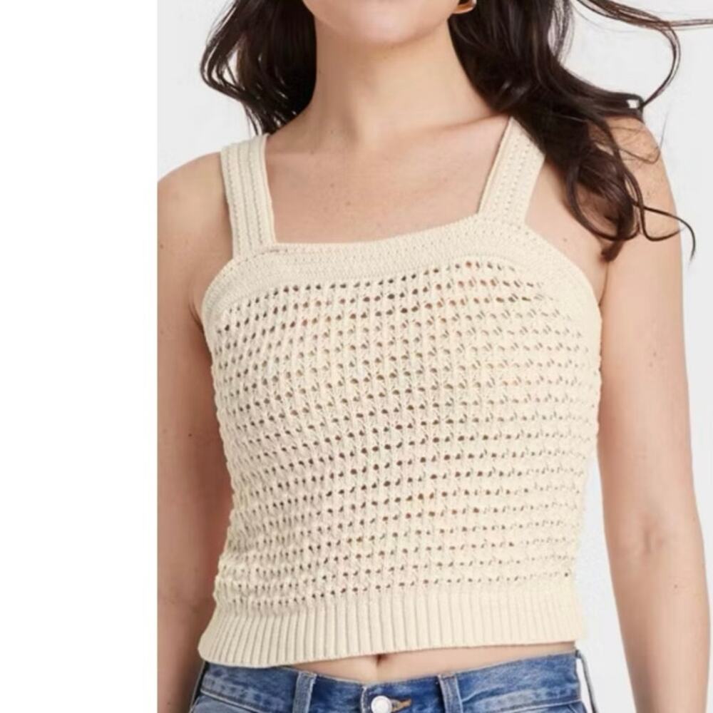 Universal Thread Openwork  Ivory Crochet Sleeveless Sweater Tank XS